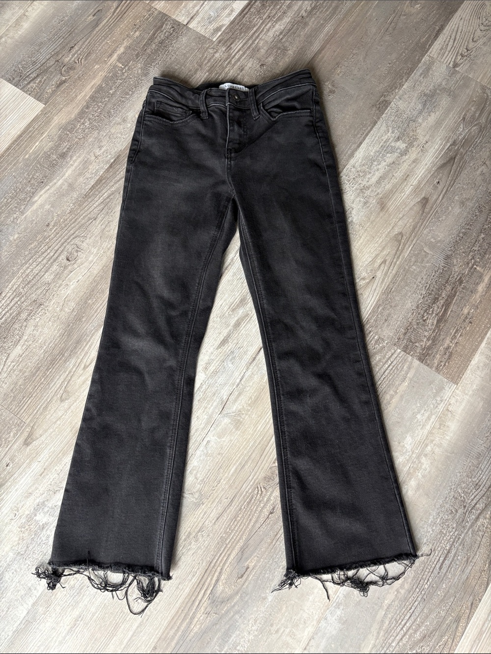 Women's Black Frayed-Hem Jeans